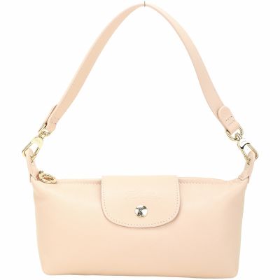 LONGCHAMP Le Pliage Xtra S 奔馬烙印壓紋羊皮手提 肩背包(奶油粉)