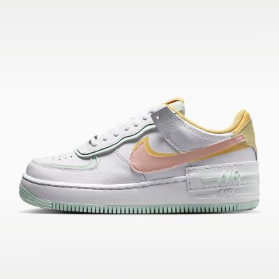 Nike 耐吉 W AF1 Shadow [IV3221-181] 女 休閒鞋 解構 拼接 雙勾 厚底 白 粉橘 奶黃
