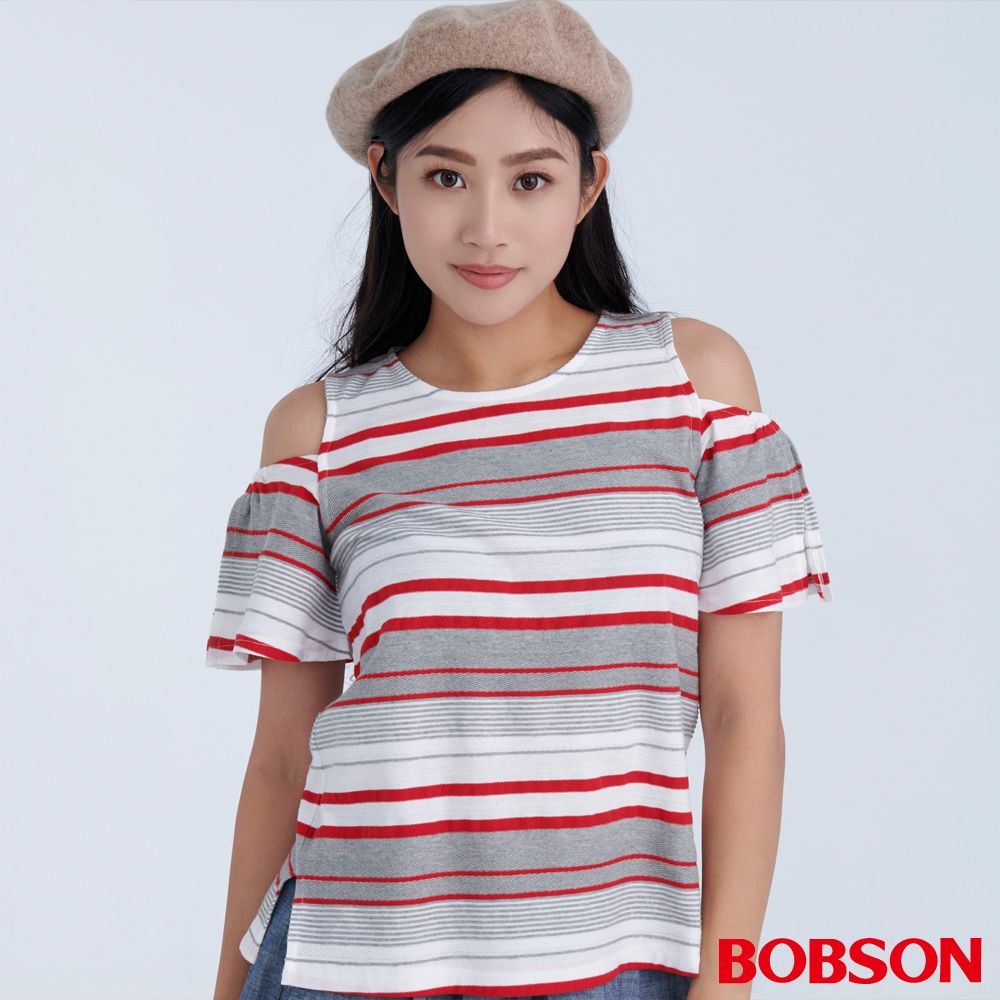 BOBSON 女款條紋裸肩上衣(71096-13)