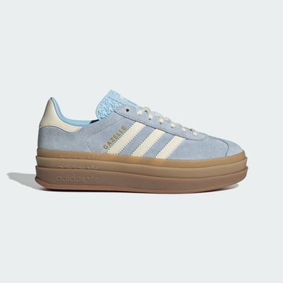 ADIDAS ORIGINALS 愛迪達 阿迪達斯 三葉草 皮革 麂皮 女休閒運動鞋-藍白色 GAZELLE BOLD W-JQ7776