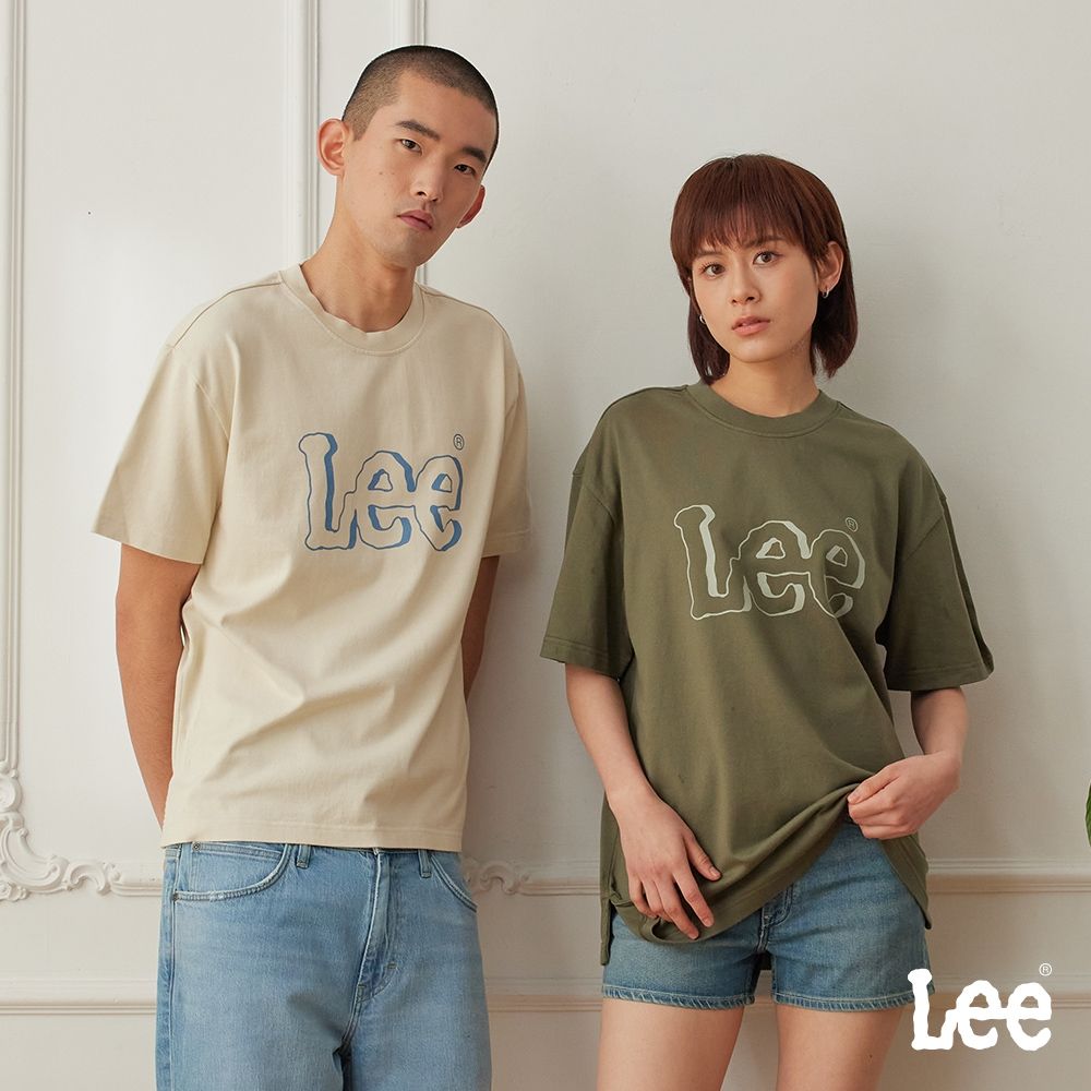 Lee 男女款 季節性版型 立體大LOGO厚版短袖圓領TEE 三色 (軍綠)