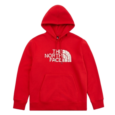 【The North Face 官方旗艦】北面男女款紅色趣味蛇年印花長袖帽T｜8CFV682