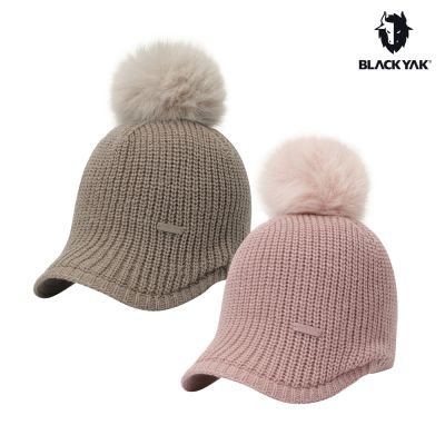 BLACKYAK 韓國 女 針織毛球棒球帽(兩色可選) 針織帽 保暖帽 毛帽 編織帽 羊毛 BYEB2WAG01