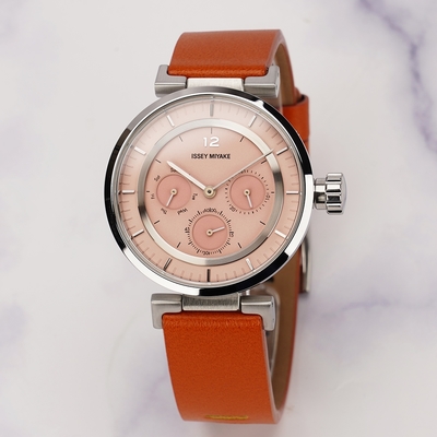 ISSEY MIYAKE 三宅一生 W mini系列 暖陽橘日曆手錶 開學購物季 送禮首選-39mm(NYAB702Y/VD75-0030P)