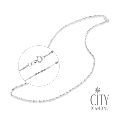 【City Diamond 引雅】14K義大利旋轉亮片18吋白K金項鍊(浮光流影系列)