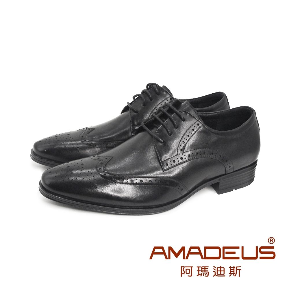 AMADEUS(男)牛皮經典雕花紳士德比皮鞋 男鞋-黑色