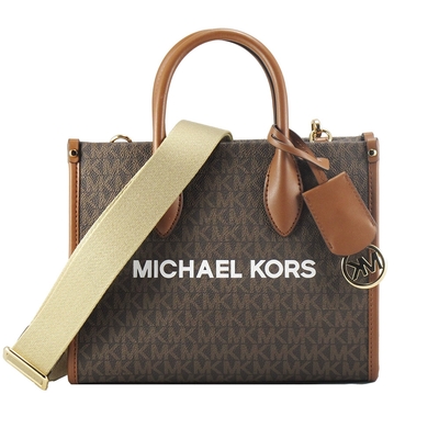 Michael Kors MIRELLA 新款滿版LOGO手提/肩背/斜背包(深咖)