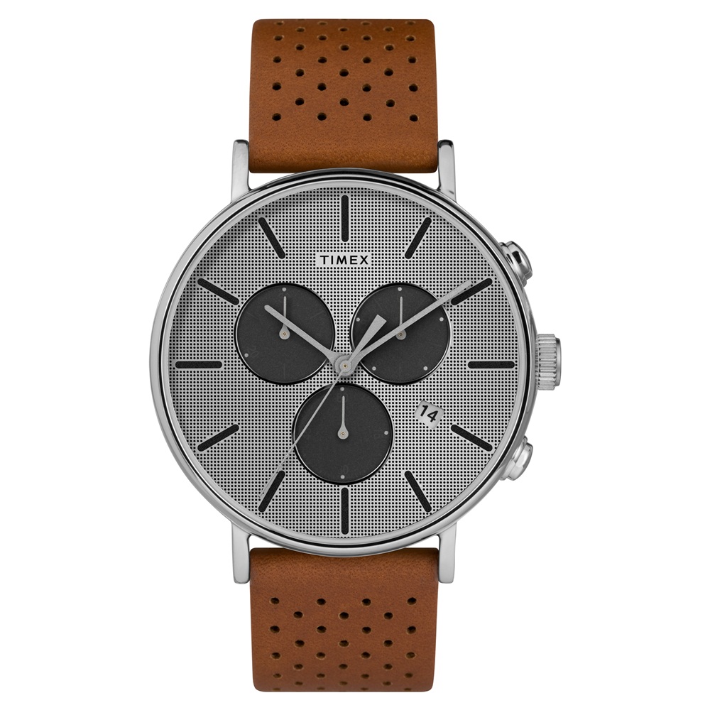 TIMEX 天美時 Fairfield Chrono系列 三眼計時手表-灰x棕色-41mm