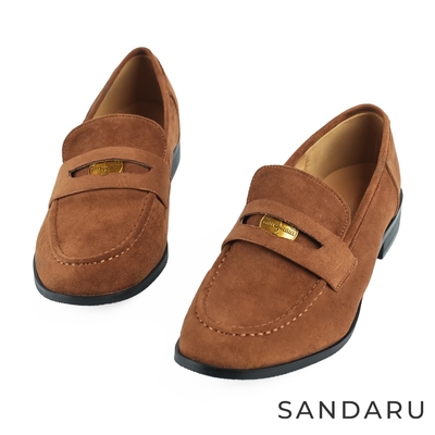 山打努SANDARU-樂福鞋 氣質質感絨布紳士鞋-棕
