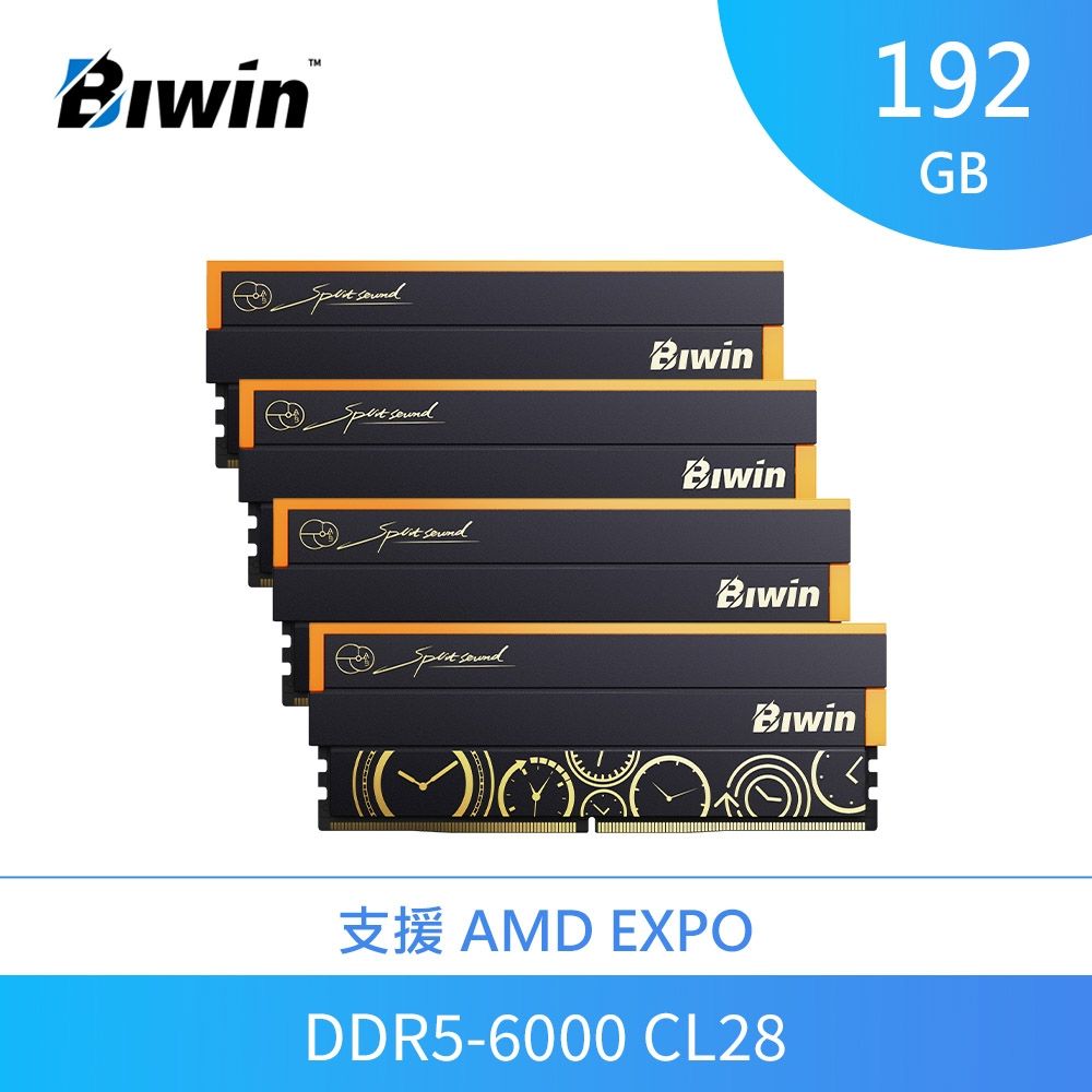 佰維Biwin Black Opal DW100 OC Lab RGB 192GB(四通48GB*4) DDR5 6000