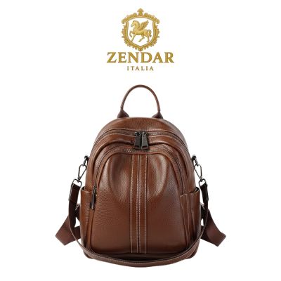 【ZENDAR】台灣總代理 限量1折 頂級超柔軟小牛皮後背包 艾莉克斯系列 全新專櫃展示品(咖啡色)