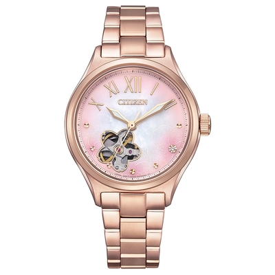 CITIZEN 星辰 櫻花限定款機械套組腕錶PC1017-70Y