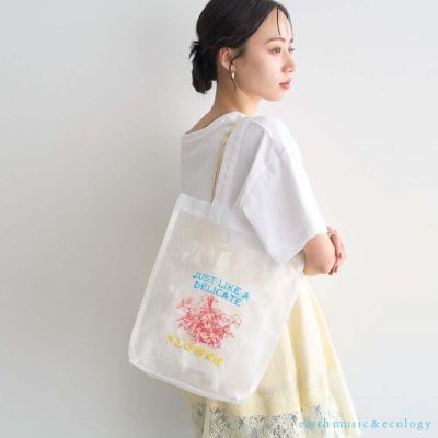 〈earth music〉彩色圖案刺繡薄紗手提袋
