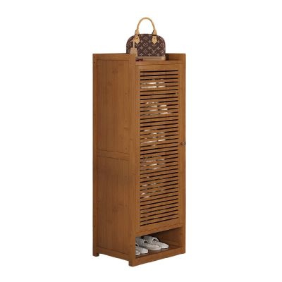 【匠俱】楠竹環保材質 玄關加厚板材窄鞋櫃 41x32x95cm 家用簡約帶門防塵 家用小型入戶鞋櫃 七層置物櫃