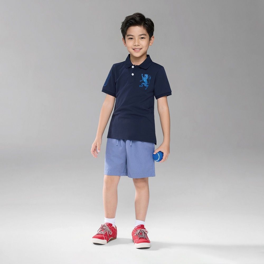 GIORDANO 童裝經典剪裁彈力抽繩卡其短褲【雙色任選】 (61 颶風藍)