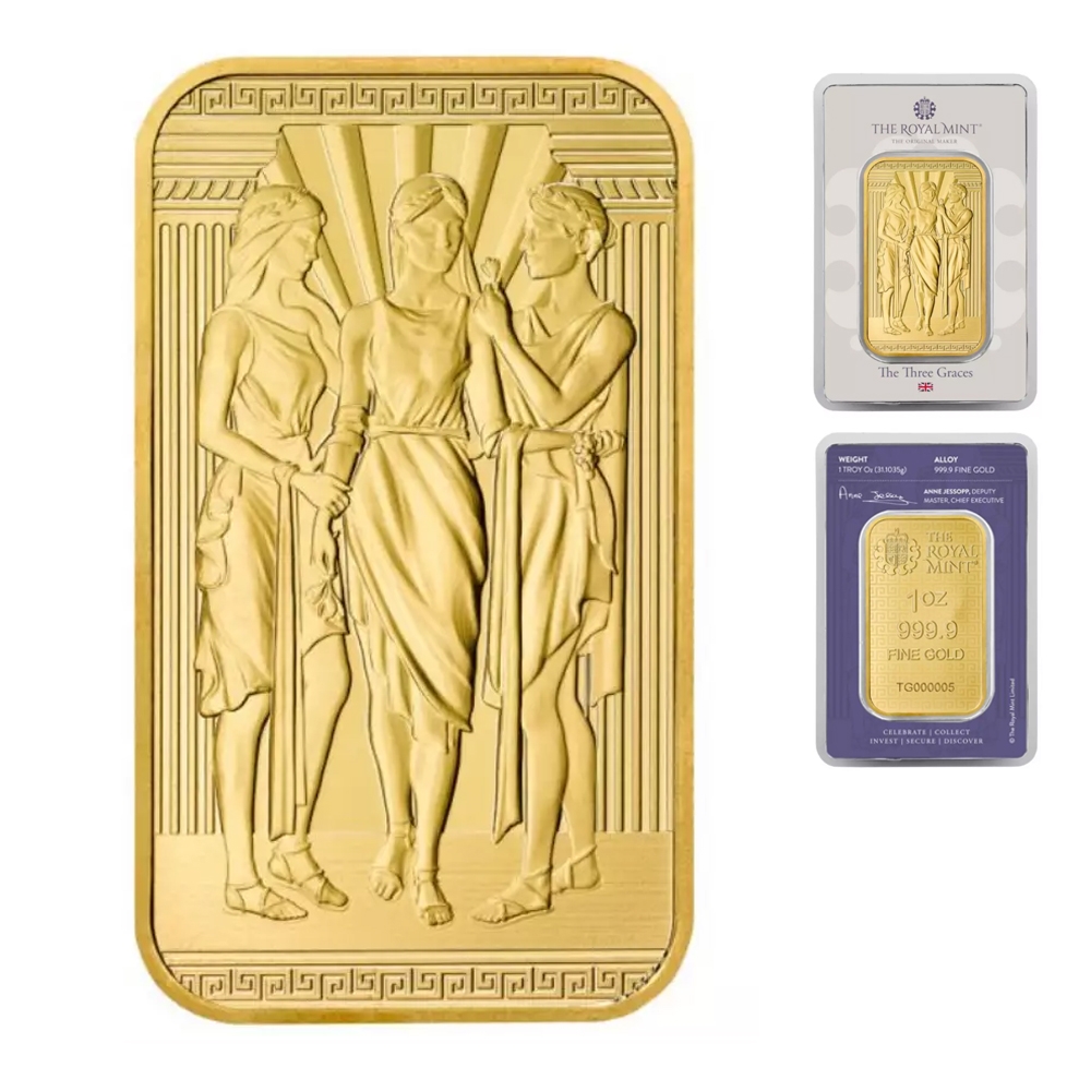童樂繪金飾】英國The Royal Mint優美三女神黃金金塊金條1盎司1oz | 童樂繪金飾| Yahoo購物中心