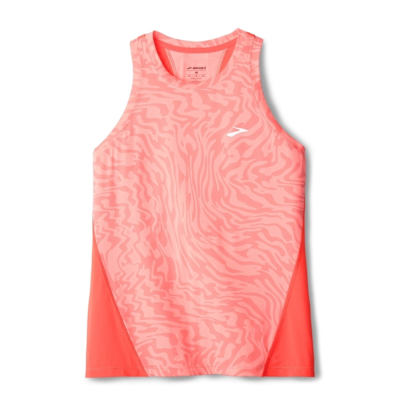 BROOKS 女 Sprint Free 運動背心 3.0 螢光辣椒紅/速度波紋 (221713622)