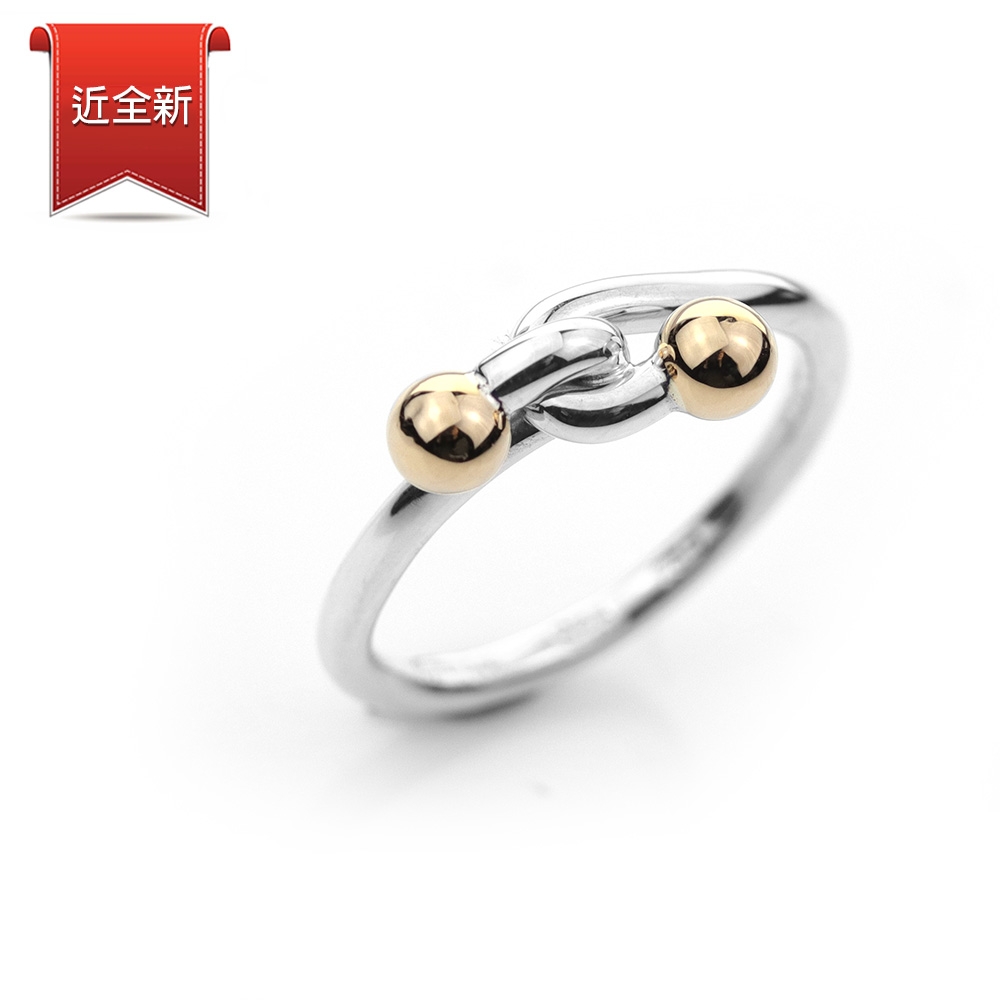 (近新品) Tiffany&Co. 蒂芙尼 18K黃金珠扣925純銀線圈戒指