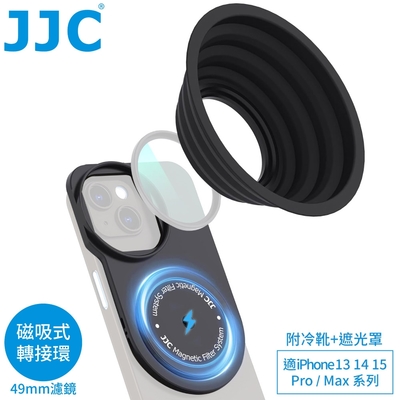 JJC吸磁鐵MagSafe蘋果Apple手機iPhone 14/15/16 Pro Max濾鏡轉接環支架MFS-II(適67mm濾鏡;附冷靴座.1/4 螺孔座)適攝錄影自拍片Vlog