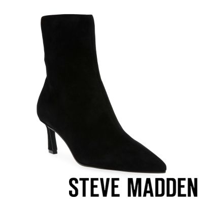 STEVE MADDEN-經典素面尖頭細跟短靴 LULAH-絨黑
