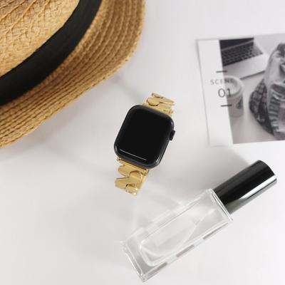 Apple Watch 全系列通用錶帶 蘋果手錶替用錶帶 麻花捲 啞光 折疊扣不鏽鋼錶帶 金色