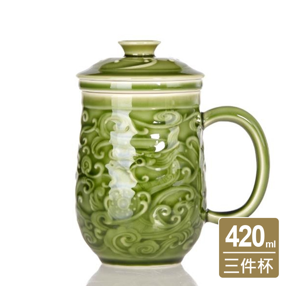 乾唐軒活瓷 | 祥龍獻瑞三件杯 / 附茶漏 / 4色 420ml