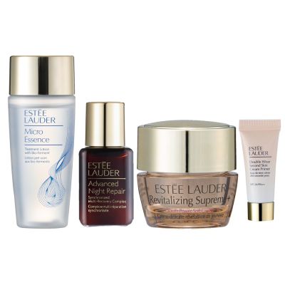 Estee Lauder 雅詩蘭黛 原生露50ml+特潤小棕瓶15ml+年輕無敵膠原霜15ml+粉持久乖乖乳5ml 台灣專櫃貨