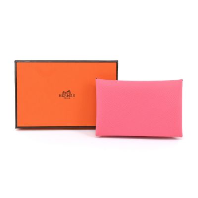 Hermes 愛馬仕 Calvi 系列釦式名片/卡夾(I6粉)