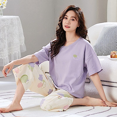 【藍尼居家】現+預 薄款帶胸墊七分褲家居套裝(女睡衣/家居服/兩件式套裝)