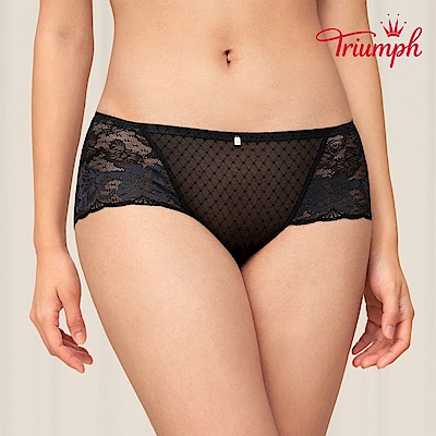 黛安芬-魔術微塑系列 緹花無痕中腰平口內褲 M-EL 氣質黑