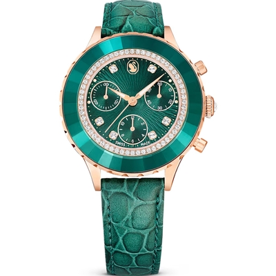 SWAROVSKI 施華洛世奇 Octea Chrono 時尚腕錶 女錶 手錶 禮物-綠37mm 5672931