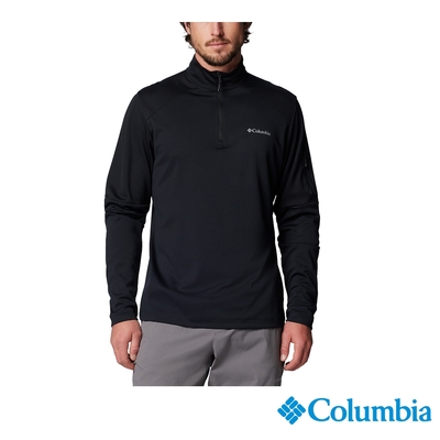 Columbia 哥倫比亞 男款 - UPF40 防曬快排半開襟長袖上衣-黑色 UAO35630BK/IF