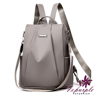 iSPurple 後開防盜 抓皺兩用肩背後揹包 灰