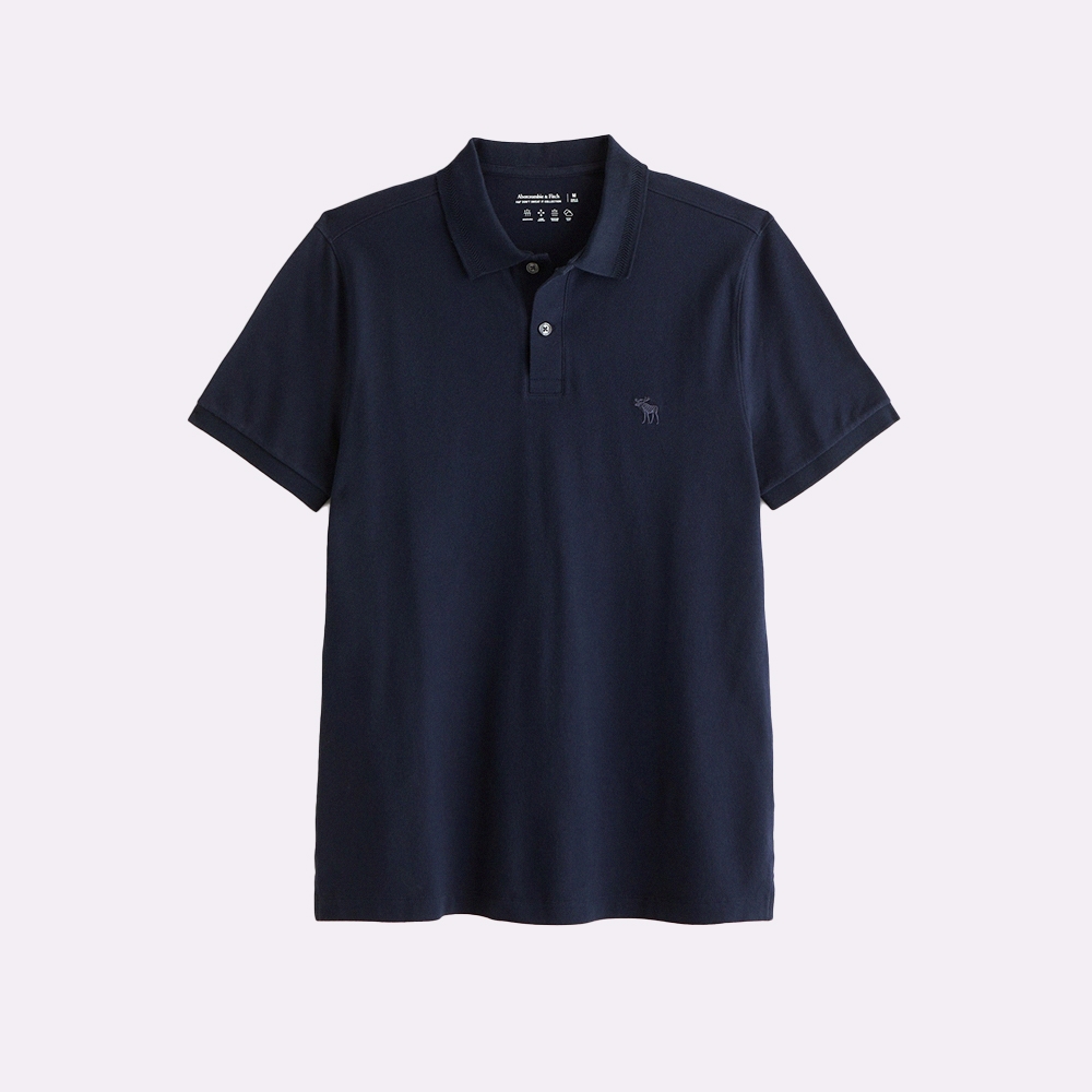AF 麋鹿 A&F 熱銷刺繡麋鹿短袖Polo衫-深藍色
