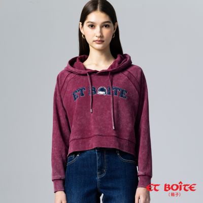 BLUE WAY ET BOiTE 箱子 – LIZ仿舊洗水感連帽長TEE(酒紅)