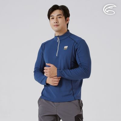 ADISI 男半門襟智慧纖維速乾長袖上衣 AL2521081 深海藍 (M-2XL)｜單向導濕 快乾 吸濕排汗 透氣 環保