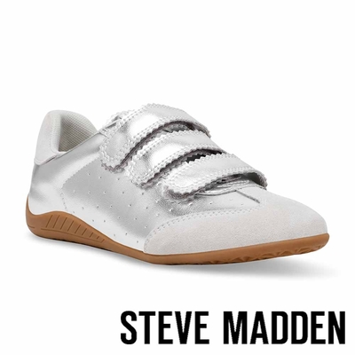 STEVE MADDEN-FLAGSHIP 拼接氣孔魔鬼氈休閒鞋-銀色