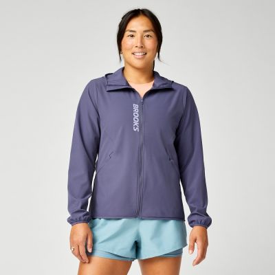 BROOKS 女外套 Canopy 防潑水外套 暮夜藍 (221751517)