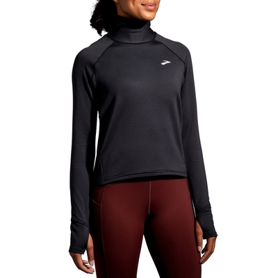 BROOKS 女長袖上衣 慢跑 Notch 保暖長袖上衣 2.0 經典黑(221567001)