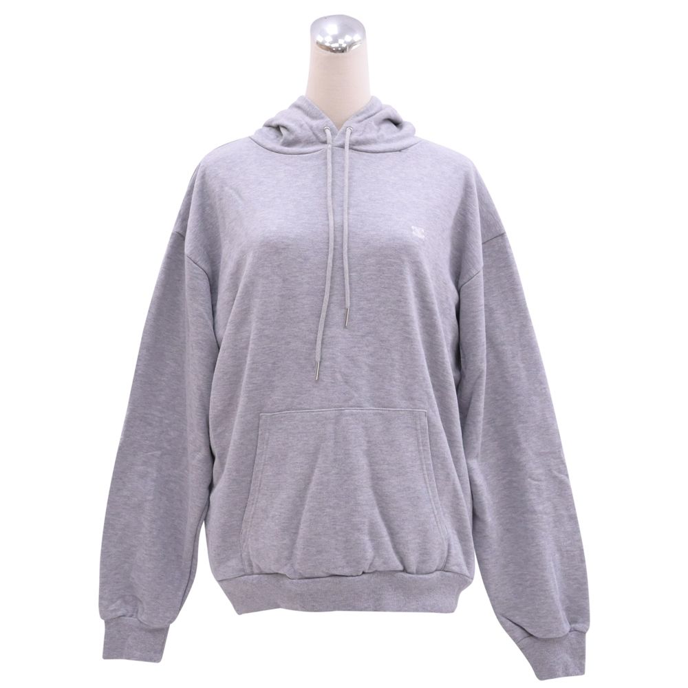 CELINE 簡約電繡LOGO羊絨混紡連帽T/衛衣(灰)