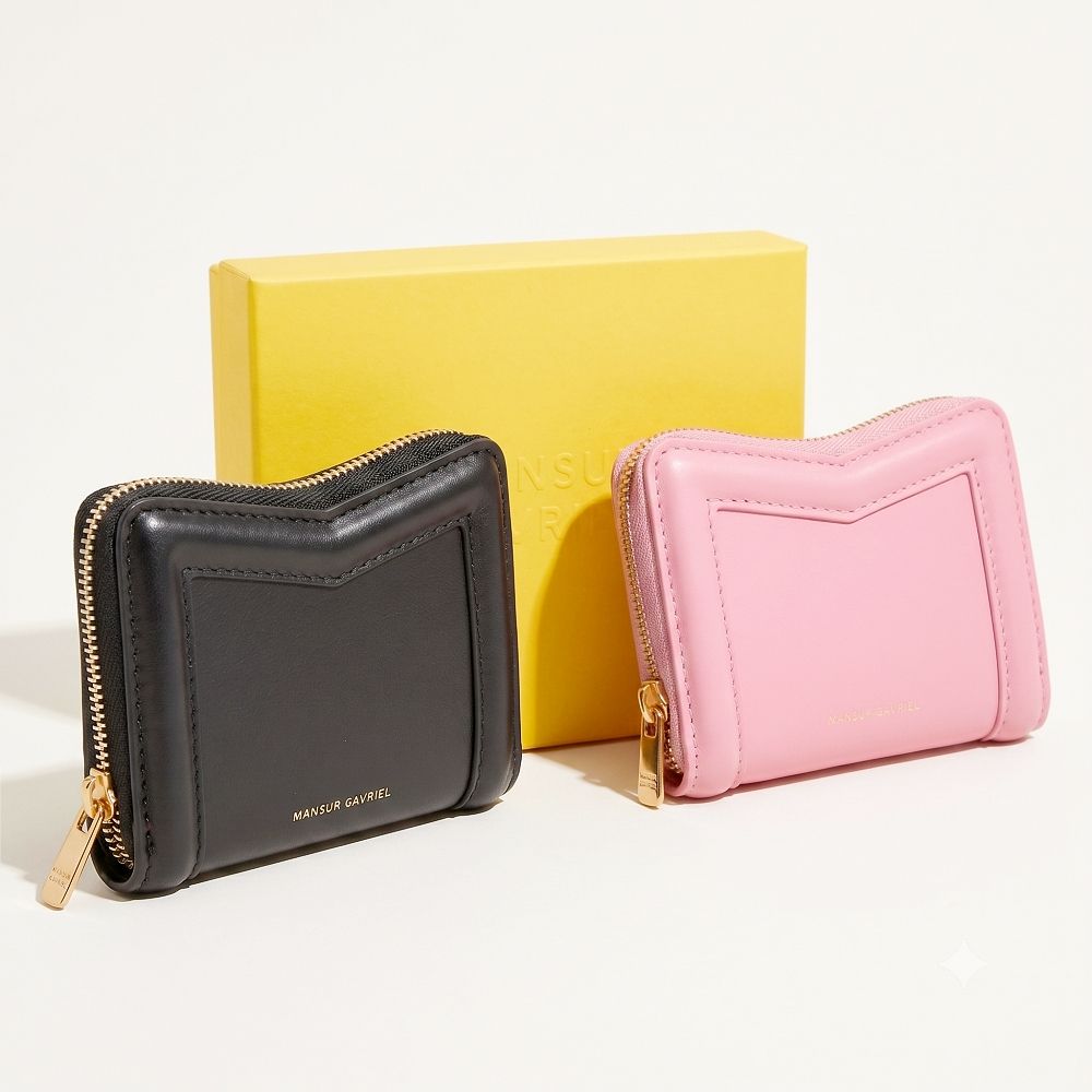 Mansur Gavriel M型框架 光滑牛皮拉鍊卡片夾/零錢包-2色可選