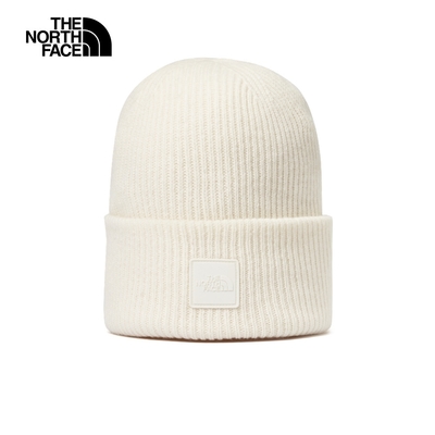 【The North Face 官方旗艦】 北面男女款米白色舒適保暖休閒毛帽｜7WJGQLI