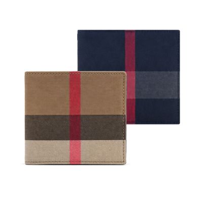 BURBERRY 經典格紋帆布對開8卡短夾(任選)