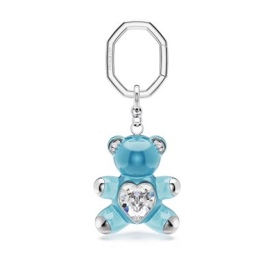 SWAROVSKI 施華洛世奇 Teddy 泰迪熊擁抱愛心水晶鑰匙圈 鑰匙扣 寵愛媽媽 送禮推薦-藍色 5733826
