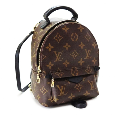 LOUIS VUITTON路易威登 LV M44873  PALM SPRING花紋LOGO Monogram帆布拉鍊後背包(MINI/咖啡)