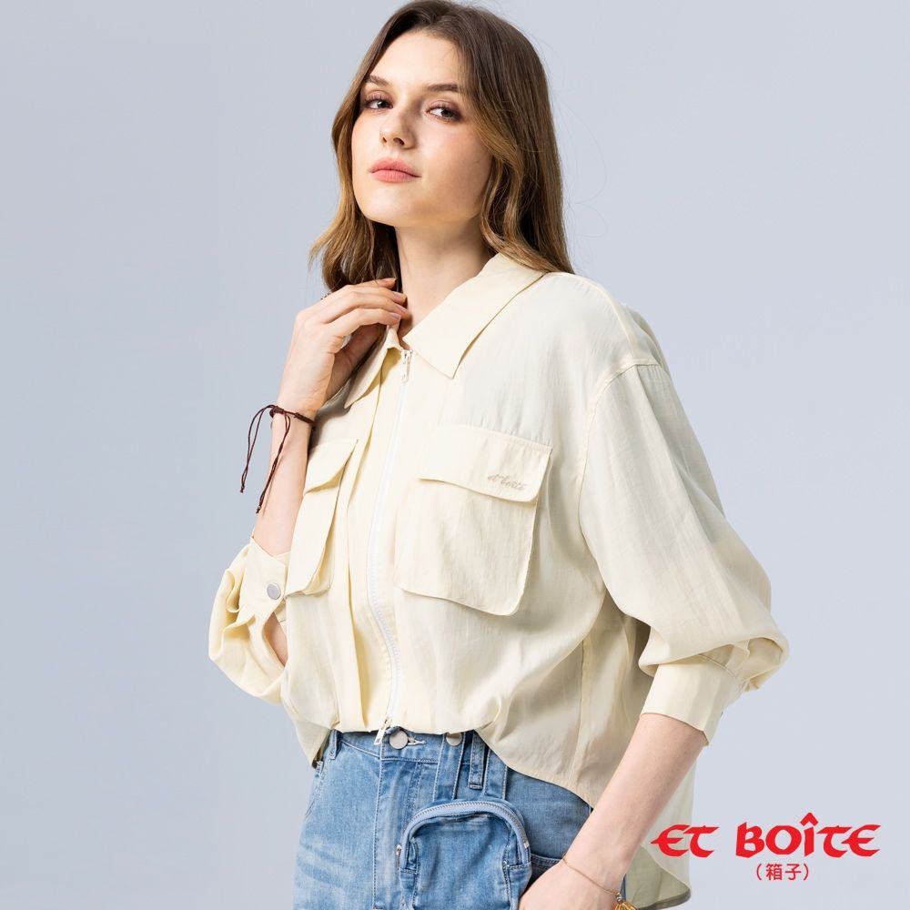 BLUE WAY ET BOiTE 箱子 – 親膚莫爾代雙拉鍊襯衫(淺黃)