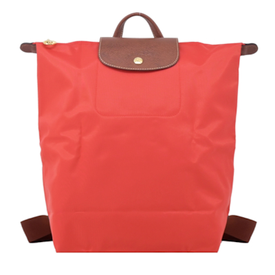 LONGCHAMP LE PLIAGE系列再生尼龍摺疊後背包(中/番茄紅)