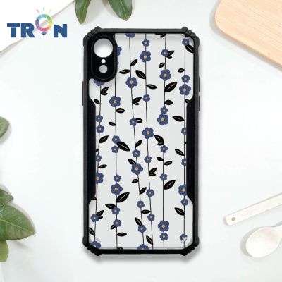 TRON iPhone XR 條紋透明小花-2 四角防摔 機甲殼 軟硬殼 手機殼