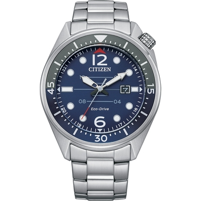 CITIZEN 星辰 聖誕節推薦款 光動能大三針腕錶-藍44mm AW1716-83L