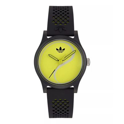 ADIDAS 愛迪達 Game Two 矽膠錶帶_AOSY25517_黑X黃_38mm